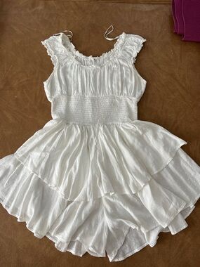 White Ruffle Tiered Summer Romper